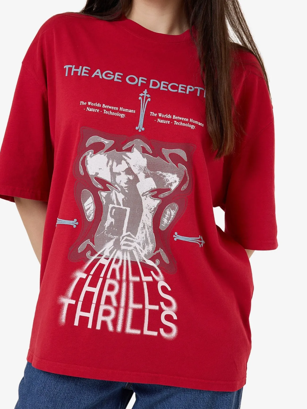 Fashion Thrills Age of Deception Oversized Tee - Chilli Pepper ChilliPepper