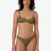Sale Thrills Alba Rib Classic Bikini Bottom - Pickle Green PickleGreen