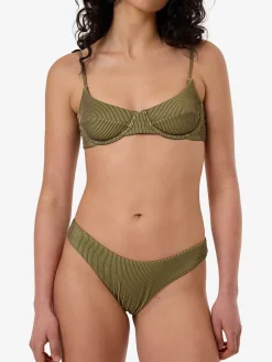 Sale Thrills Alba Rib Classic Bikini Bottom - Pickle Green PickleGreen