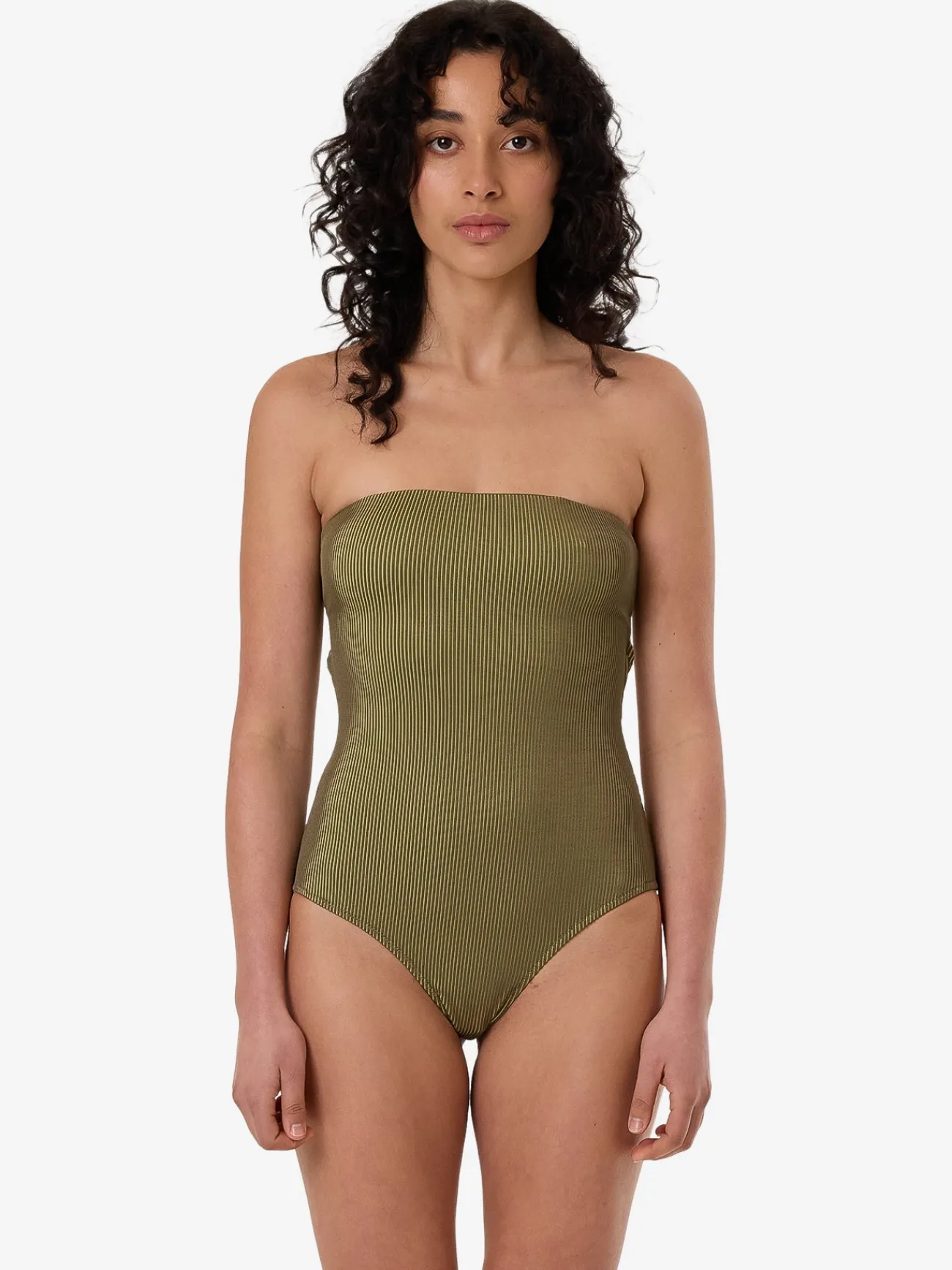 Online Thrills Alba Rib Strapless One Piece - Pickle Green PickleGreen