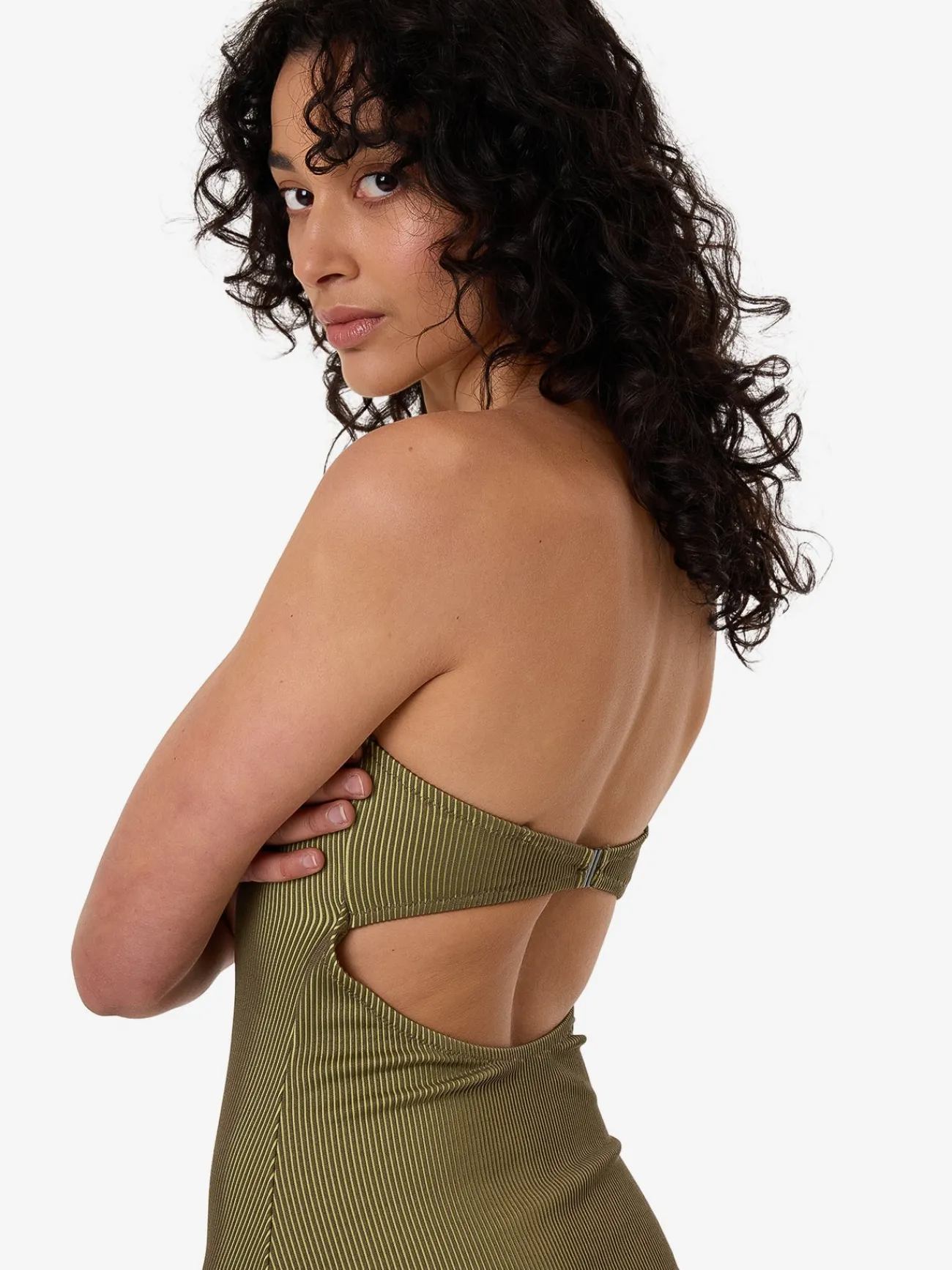 Online Thrills Alba Rib Strapless One Piece - Pickle Green PickleGreen