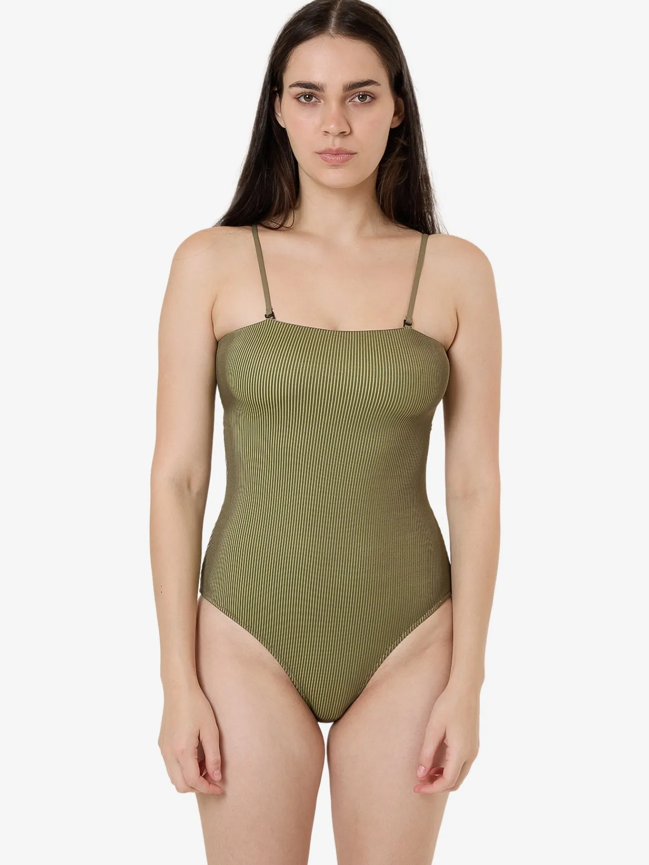 Online Thrills Alba Rib Strapless One Piece - Pickle Green PickleGreen
