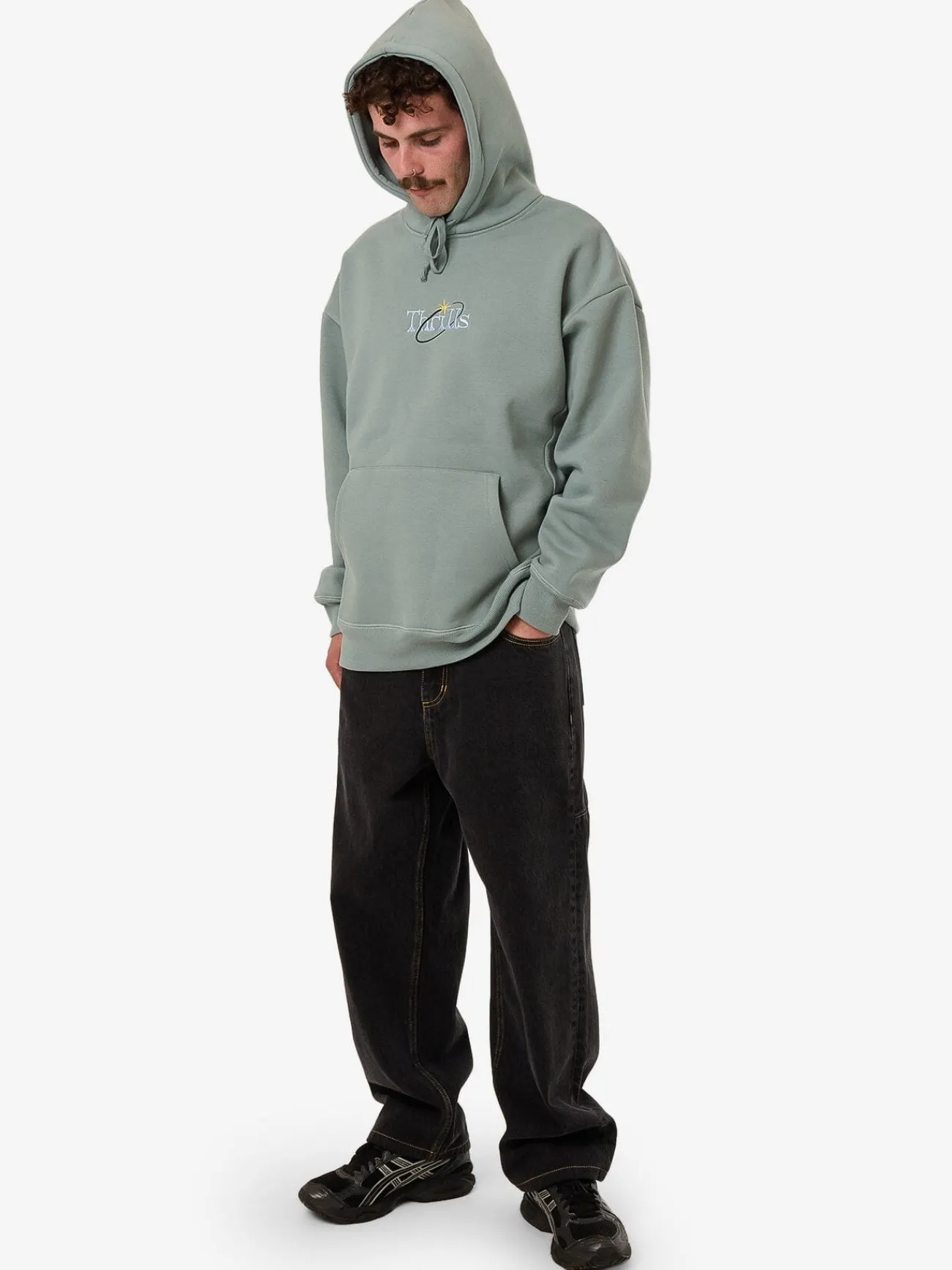 Fashion Thrills Ambient Connections Slouch Pull On Hood - Chinois Green ChinoisGreen