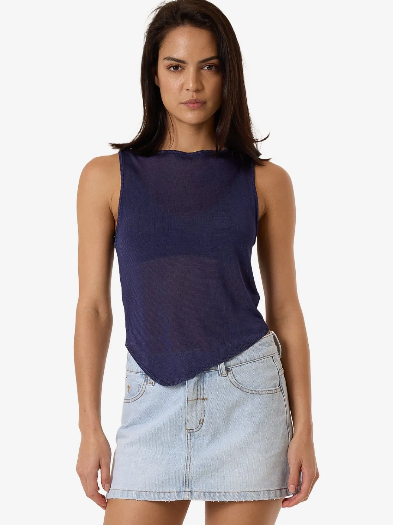 Outlet Thrills Anais Knit Tank - Estate Blue EstateBlue
