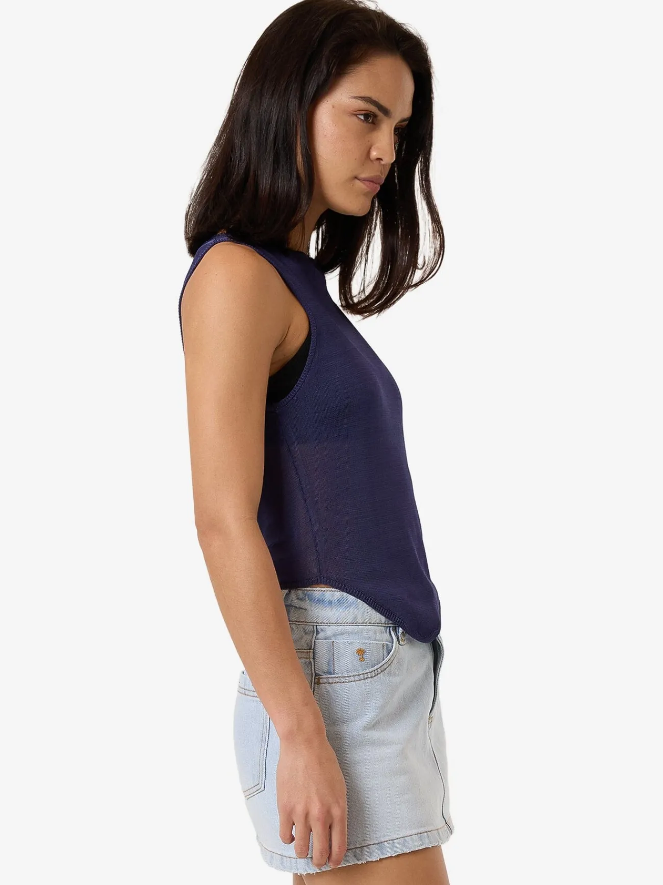 Outlet Thrills Anais Knit Tank - Estate Blue EstateBlue