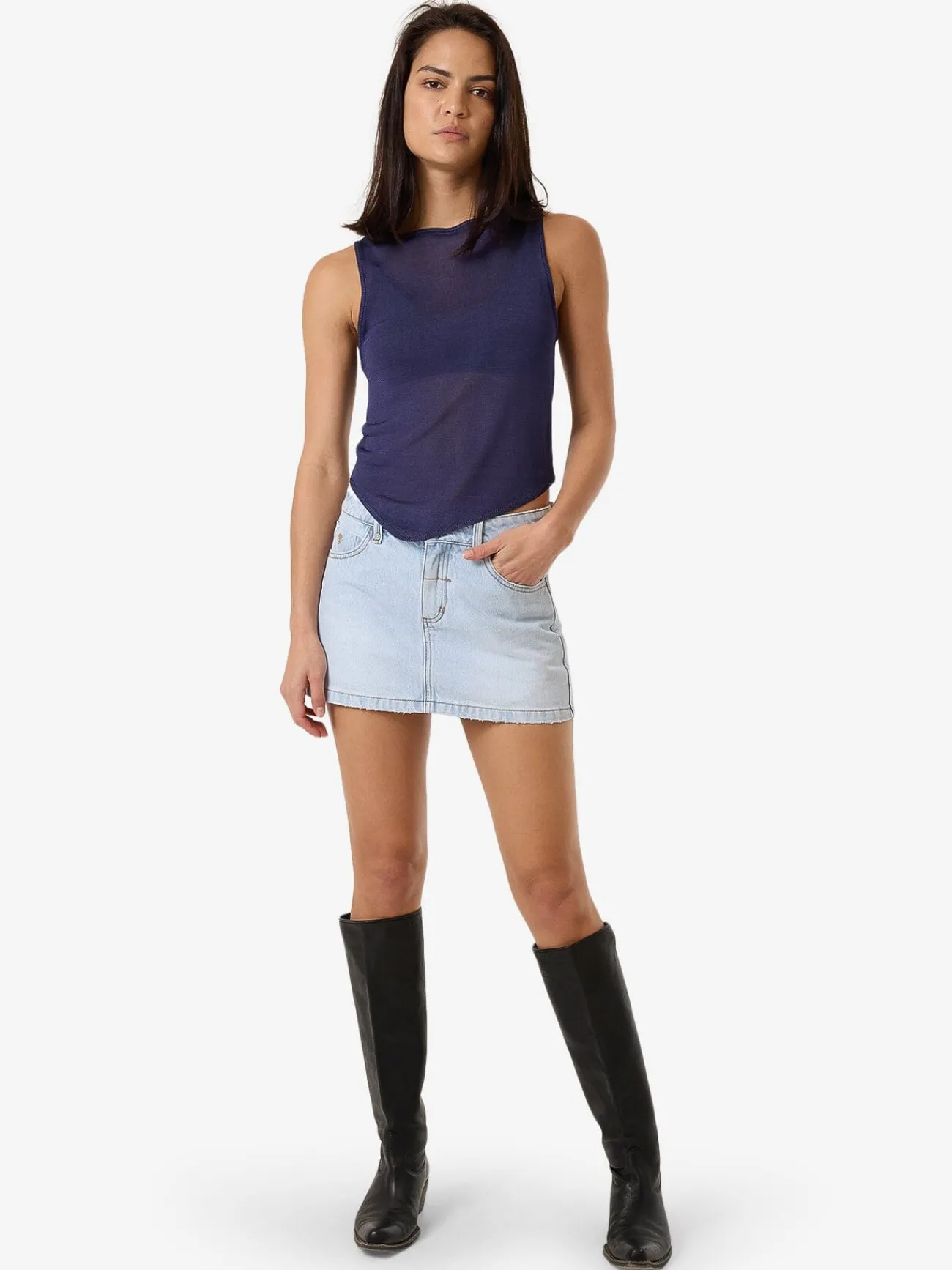 Outlet Thrills Anais Knit Tank - Estate Blue EstateBlue
