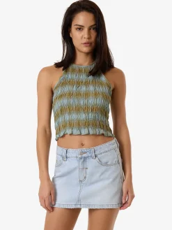Discount Thrills Ansley Halter Top - Stone Blue StoneBlue