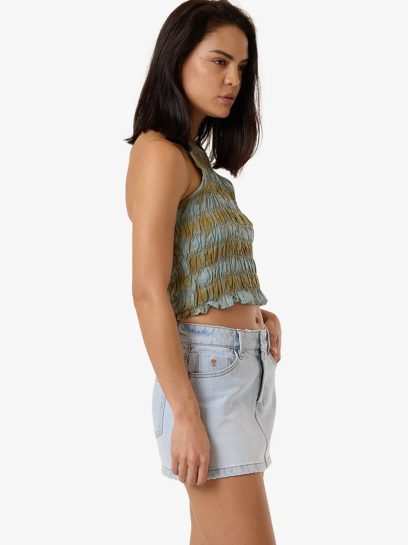 Discount Thrills Ansley Halter Top - Stone Blue StoneBlue