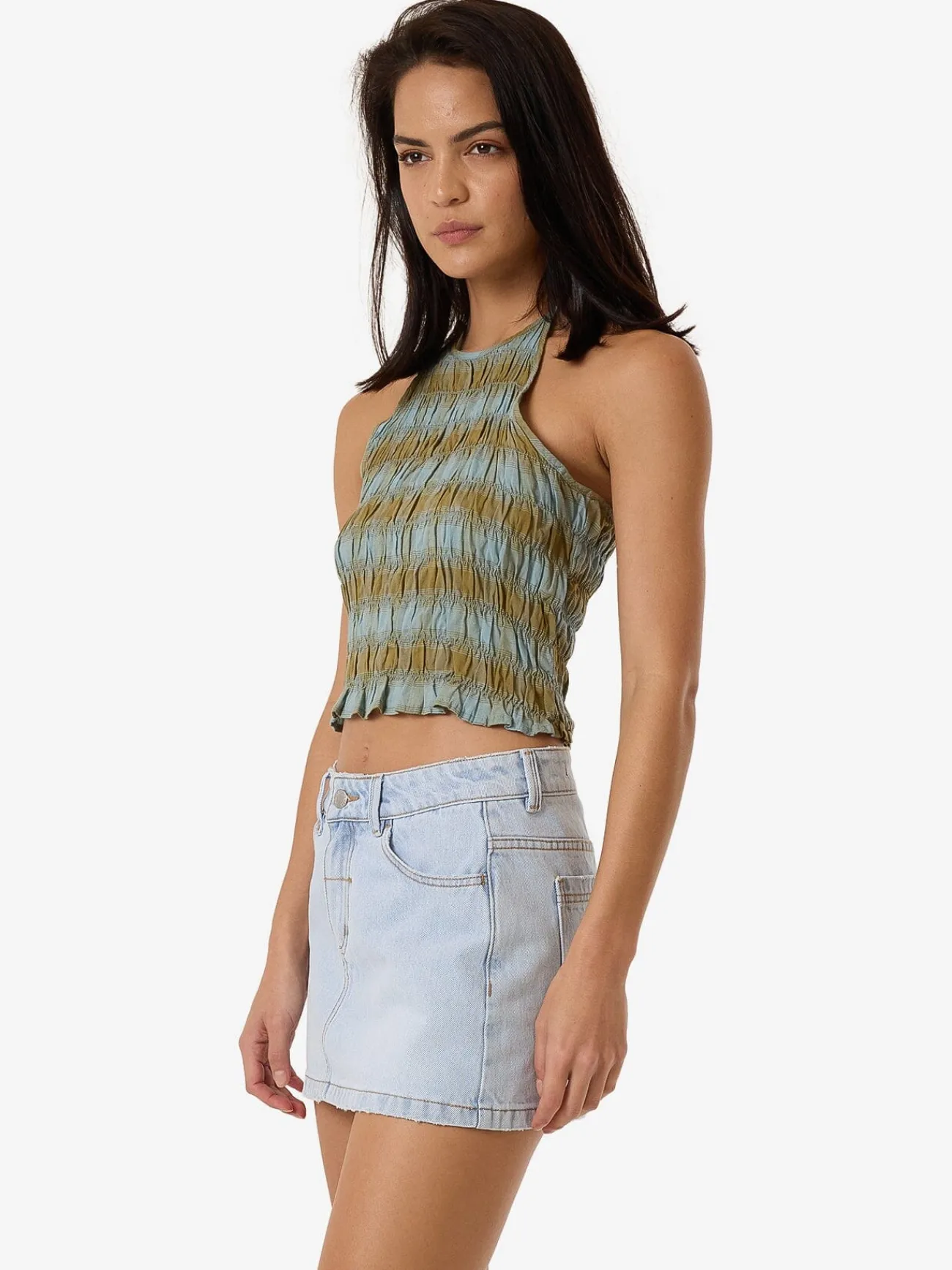 Discount Thrills Ansley Halter Top - Stone Blue StoneBlue
