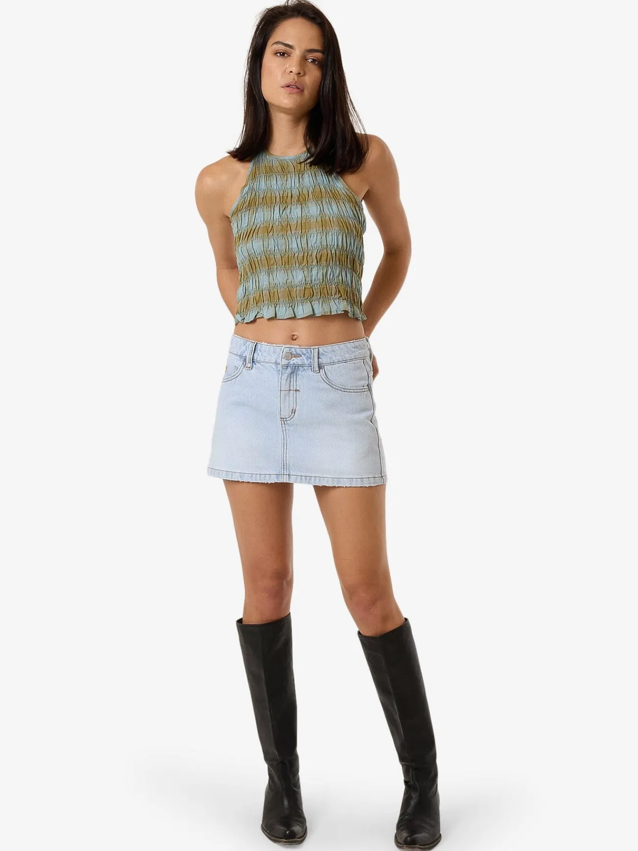 Discount Thrills Ansley Halter Top - Stone Blue StoneBlue