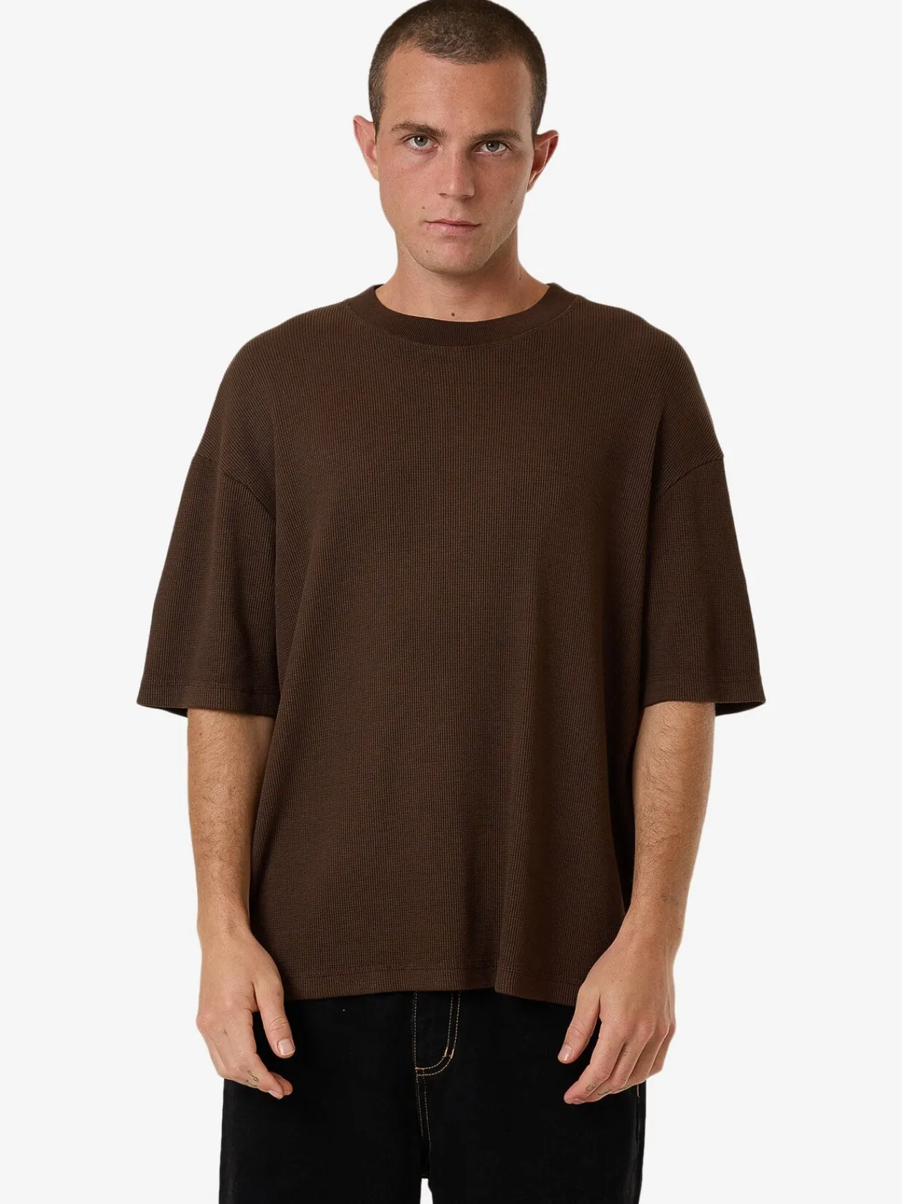 Fashion Thrills Arts & Industrial Box Fit Oversize Short Tee - Postal Brown PostalBrown