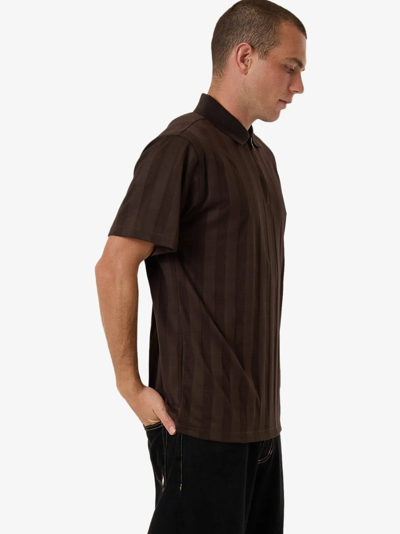 Online Thrills Arts & Industrial Quarter Zip Polo - Postal Brown PostalBrown
