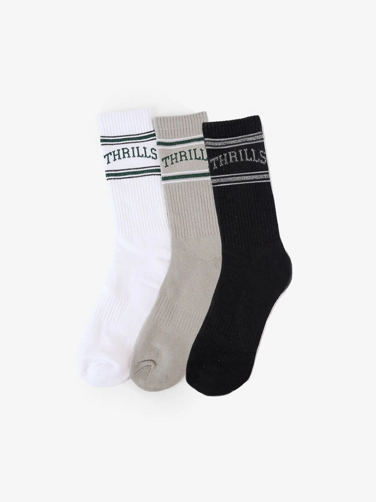 Sale Thrills Believe 3 Pack Sock - White - Quiet Grey - Black
