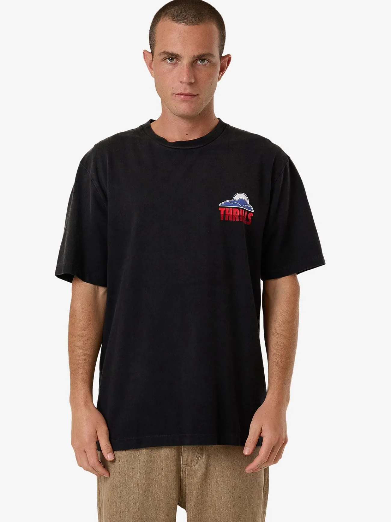 Online Thrills Beyond The Hills Oversize Fit Tee - Black Fade BlackFade