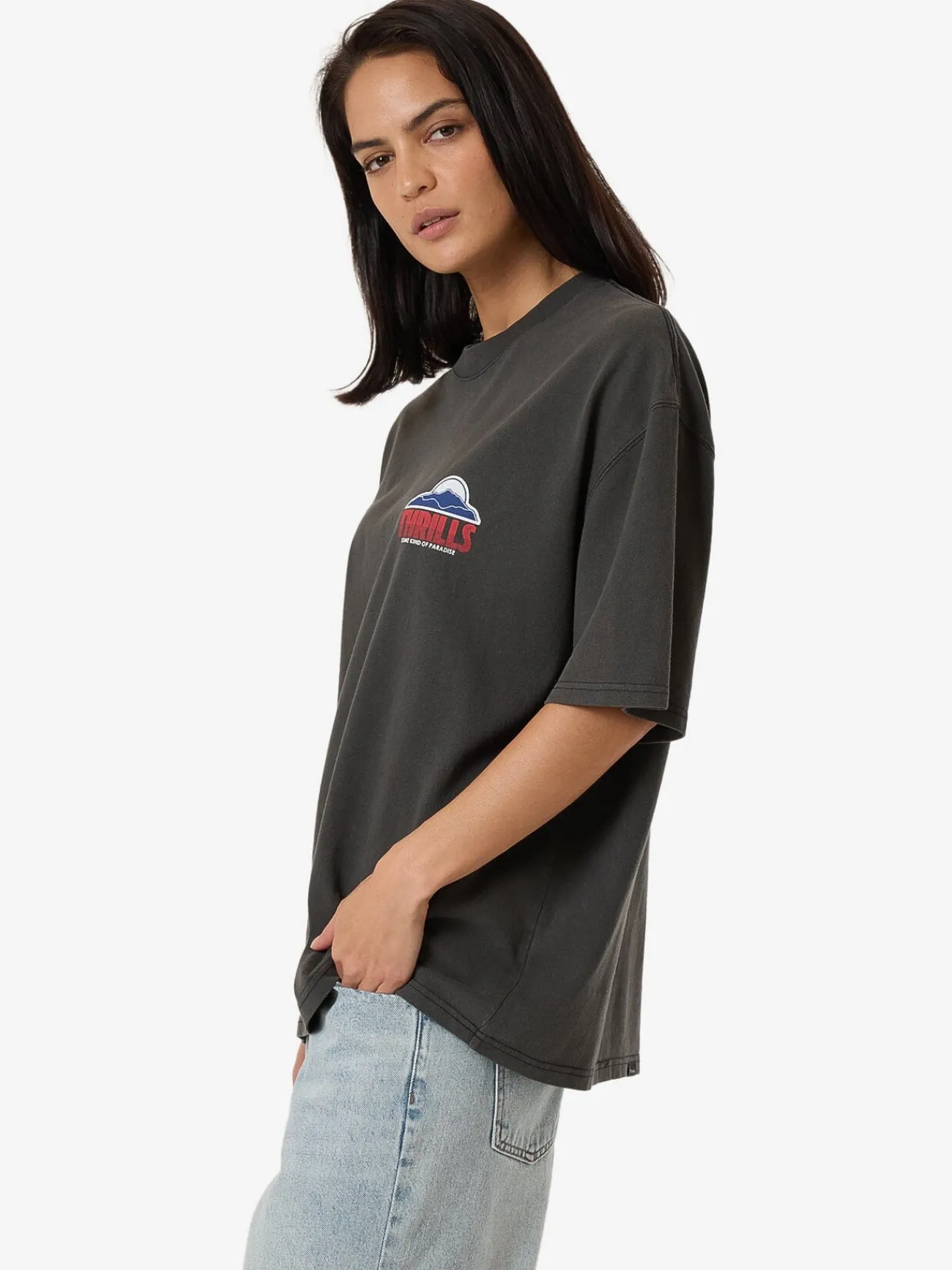 Online Thrills Beyond The Hills Oversized Tee - Merch Black MerchBlack