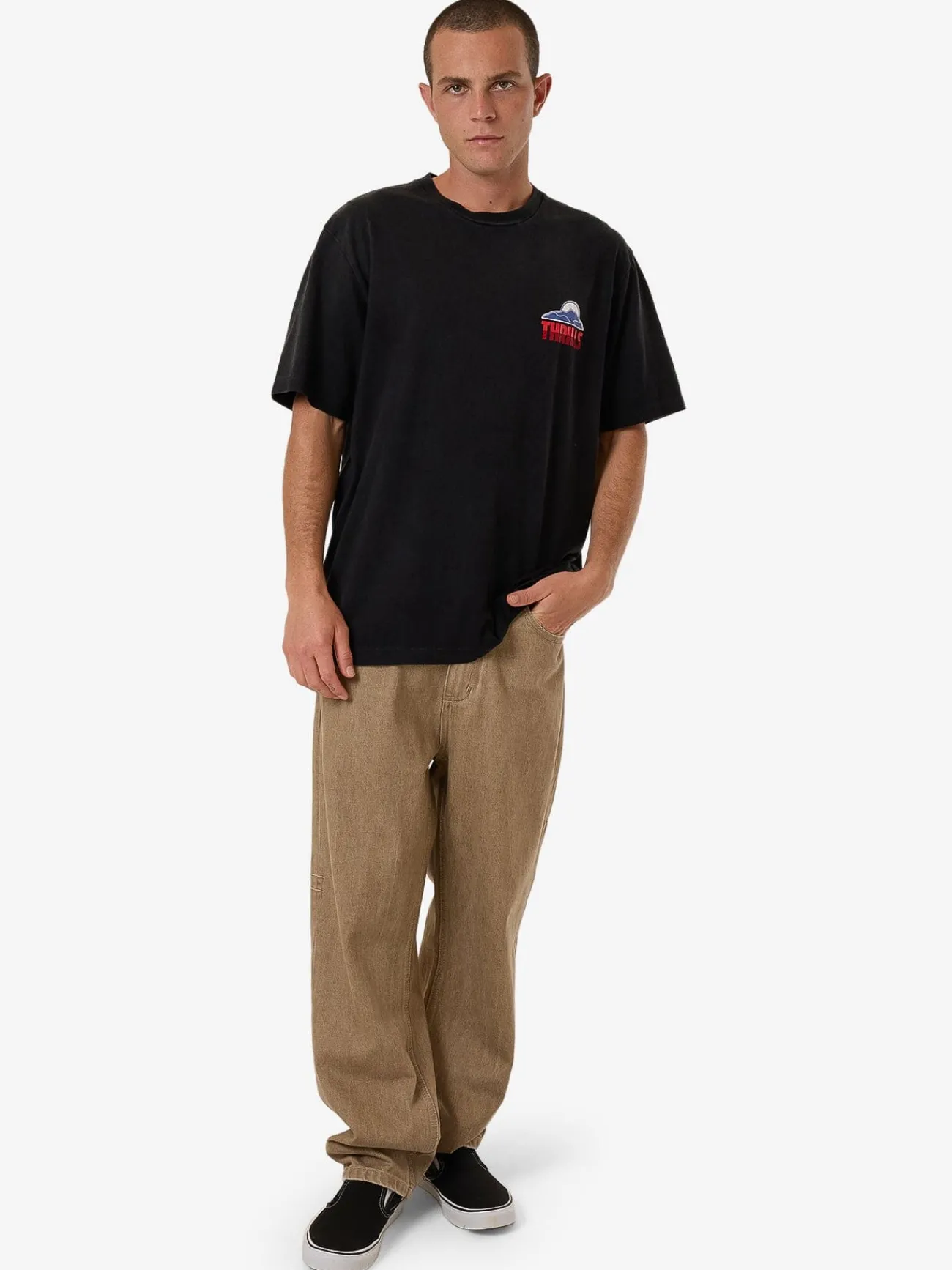 Online Thrills Beyond The Hills Oversize Fit Tee - Black Fade BlackFade