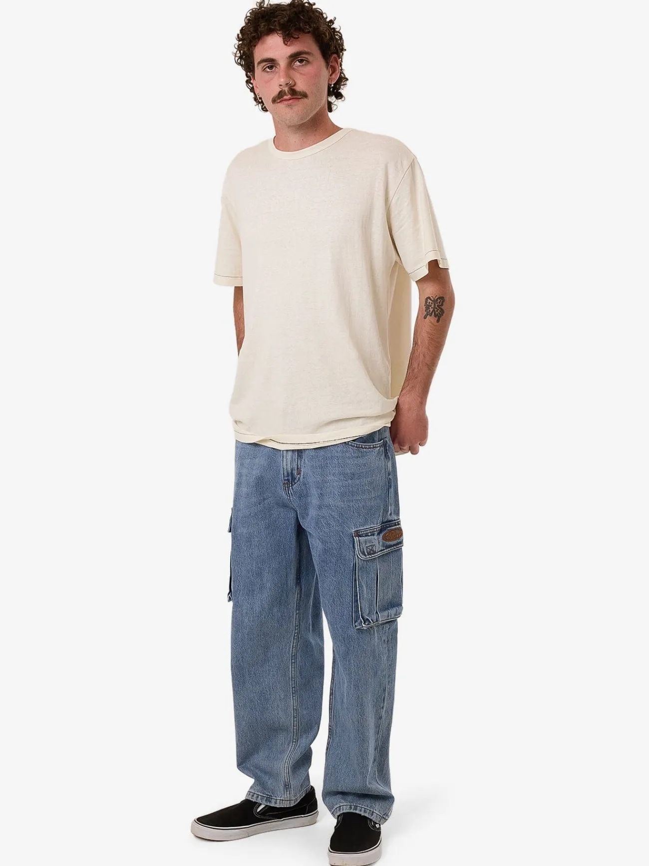 Fashion Thrills Big Slacker Denim Cargo Jean - Vintage Stone Blue VintageStoneBlue