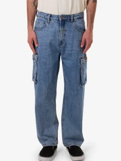 Fashion Thrills Big Slacker Denim Cargo Jean - Vintage Stone Blue VintageStoneBlue