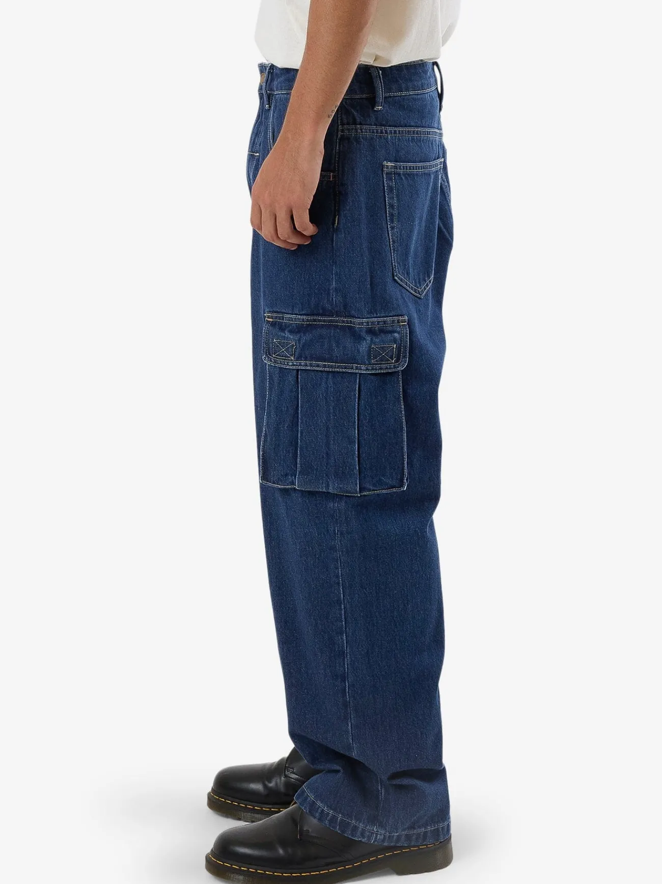 Hot Thrills Big Slacker Denim Cargo Jean - Union Blue UnionBlue