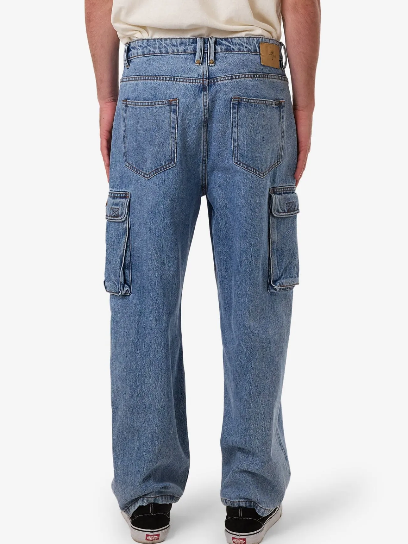 Fashion Thrills Big Slacker Denim Cargo Jean - Vintage Stone Blue VintageStoneBlue