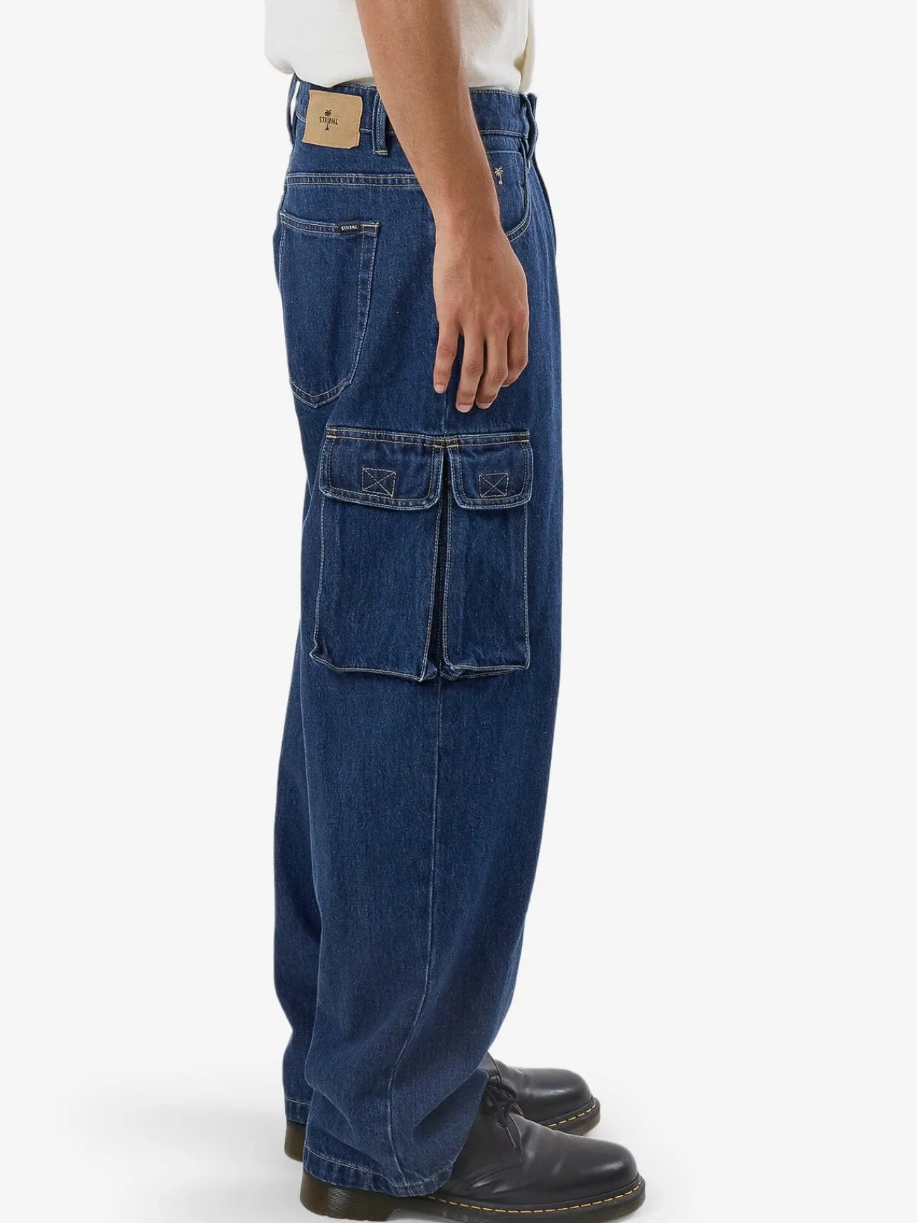 Hot Thrills Big Slacker Denim Cargo Jean - Union Blue UnionBlue