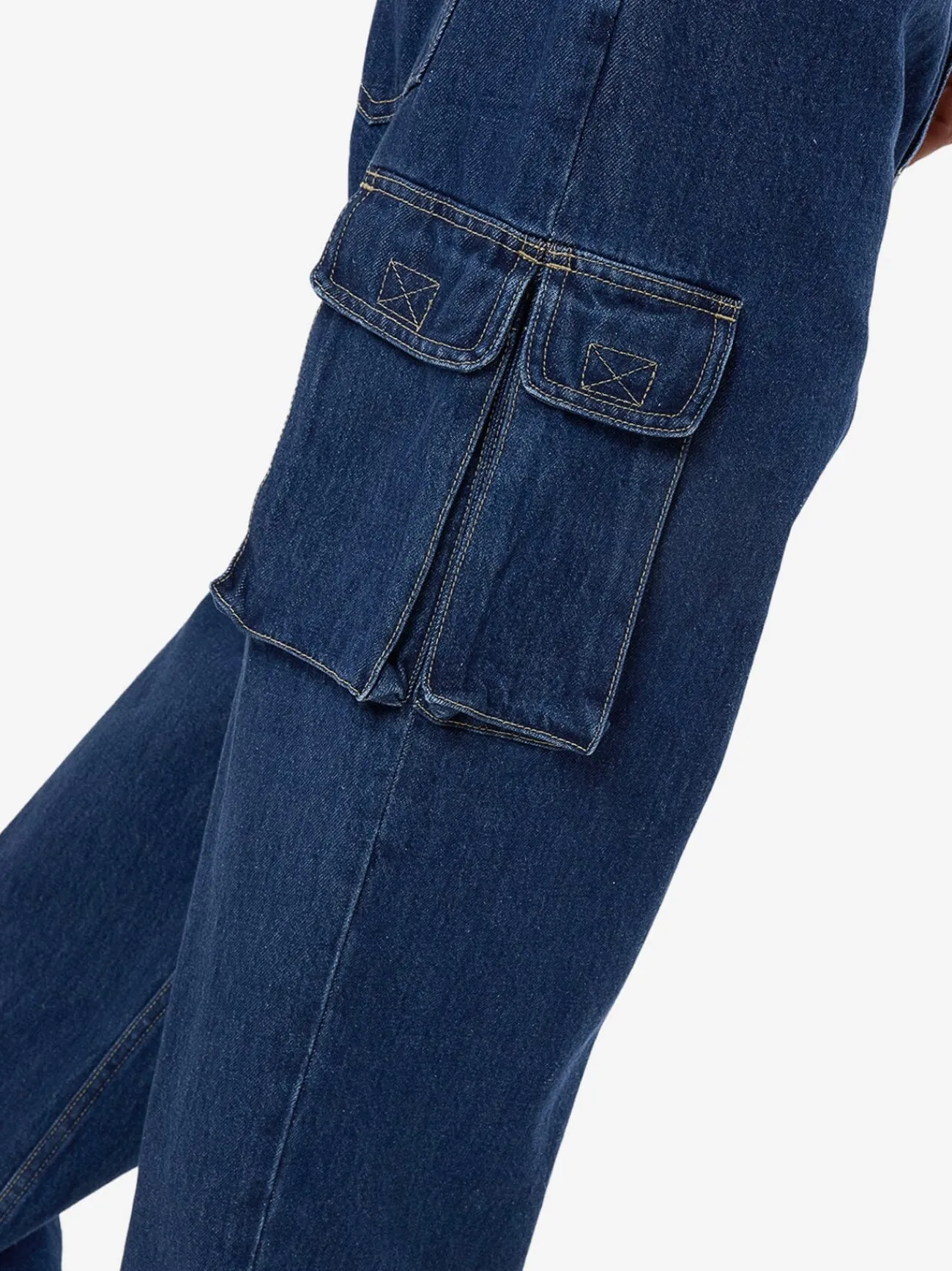 Hot Thrills Big Slacker Denim Cargo Jean - Union Blue UnionBlue