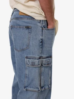 Fashion Thrills Big Slacker Denim Cargo Jean - Vintage Stone Blue VintageStoneBlue