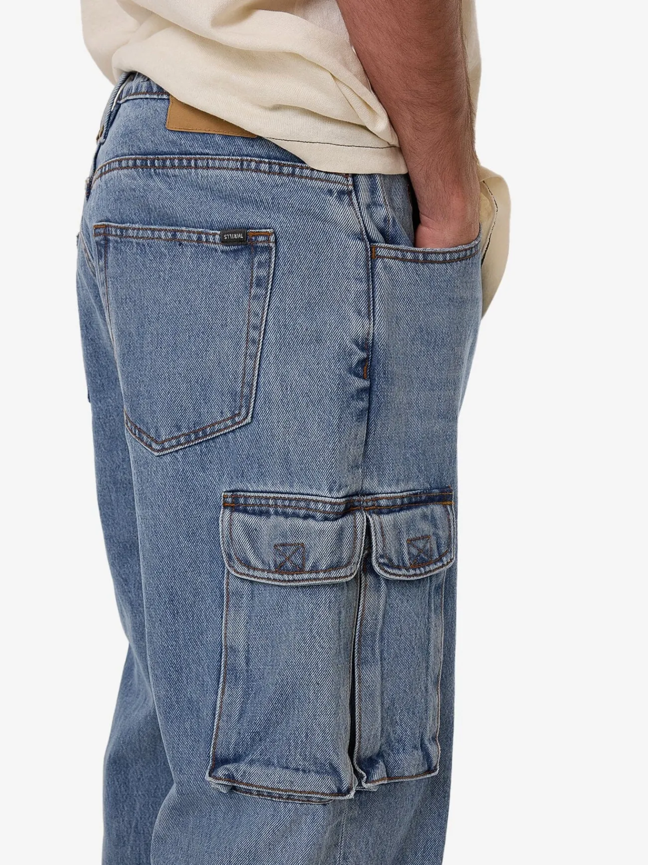 Fashion Thrills Big Slacker Denim Cargo Jean - Vintage Stone Blue VintageStoneBlue