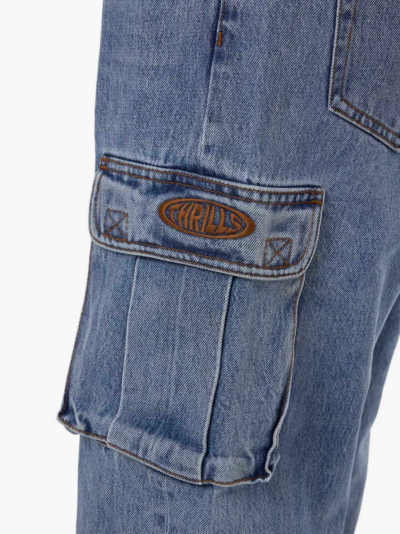 Fashion Thrills Big Slacker Denim Cargo Jean - Vintage Stone Blue VintageStoneBlue