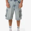 Sale Thrills Big Slacker Denim Cargo Short - Tainted Blue TaintedBlue