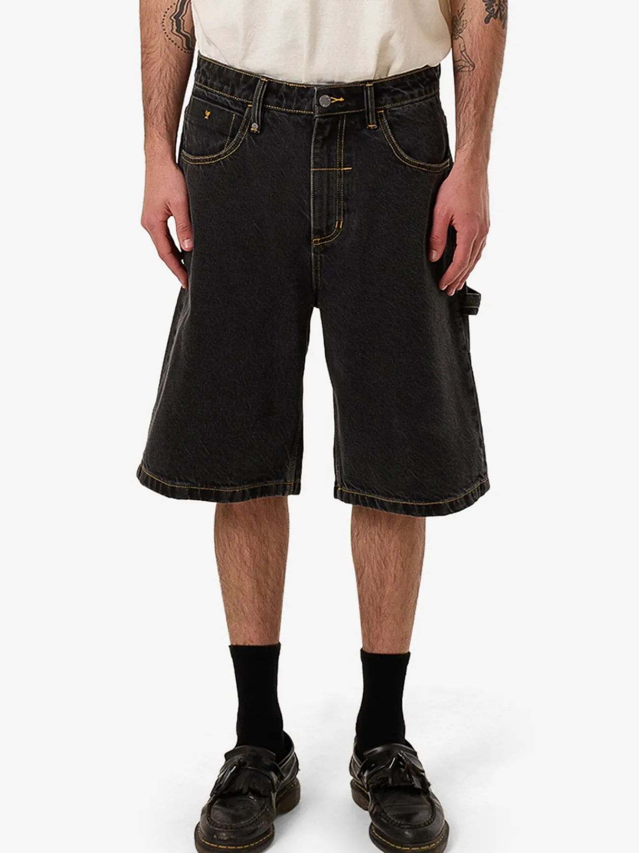 Discount Thrills Big Slacker Denim Short - Black Bull BlackBull