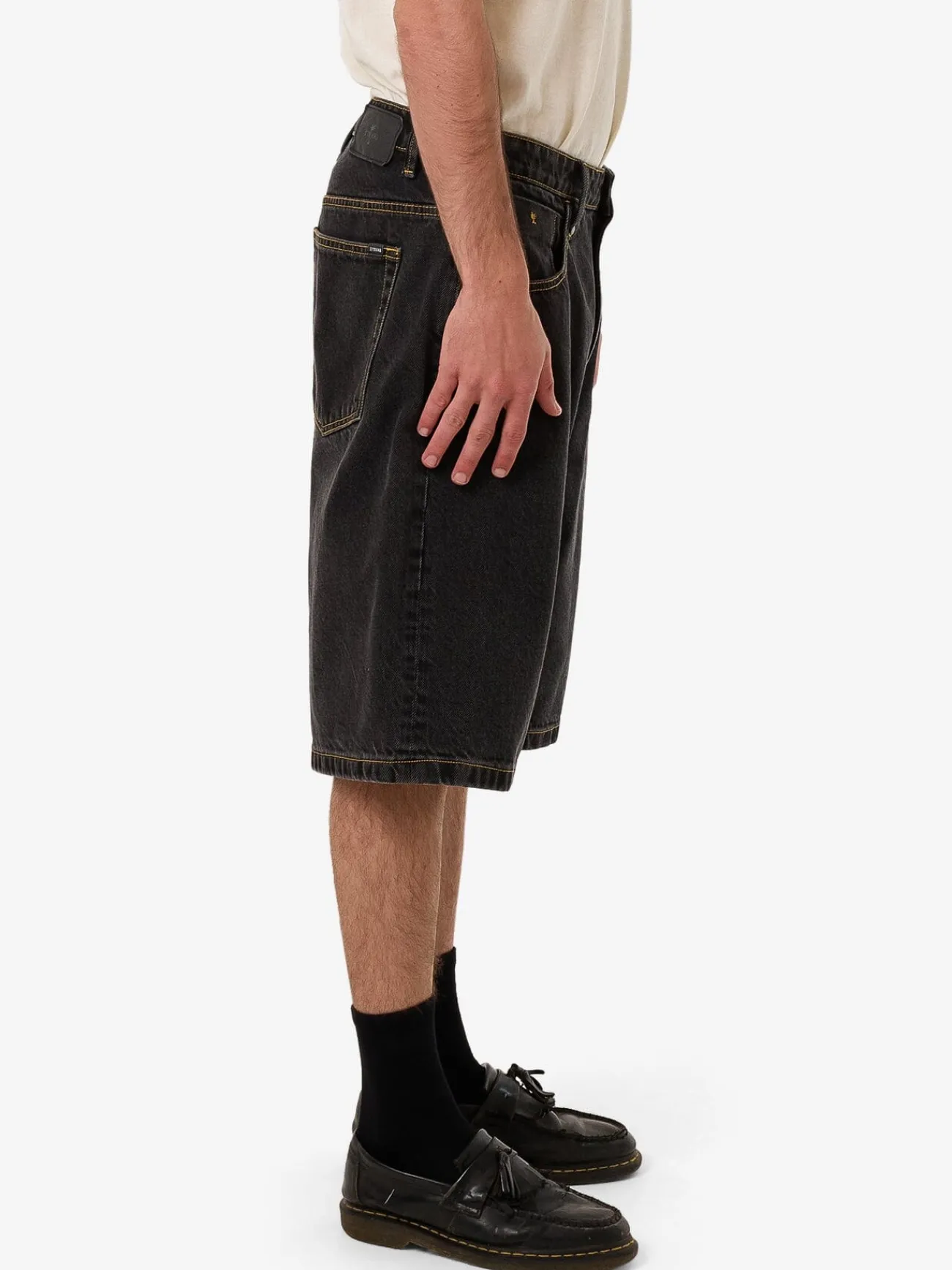 Discount Thrills Big Slacker Denim Short - Black Bull BlackBull