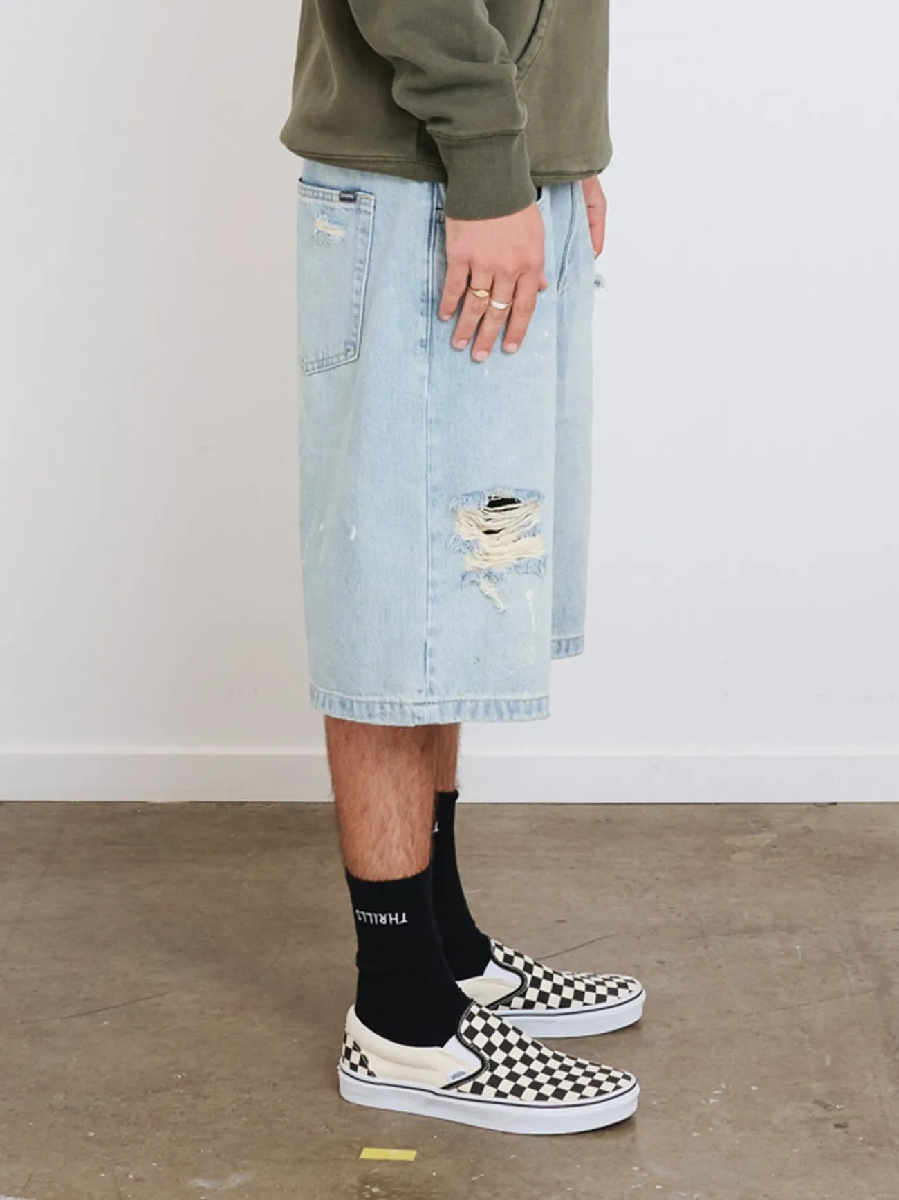 Best Thrills Big Slacker Denim Short - Dirty Ash Blue DirtyAshBlue