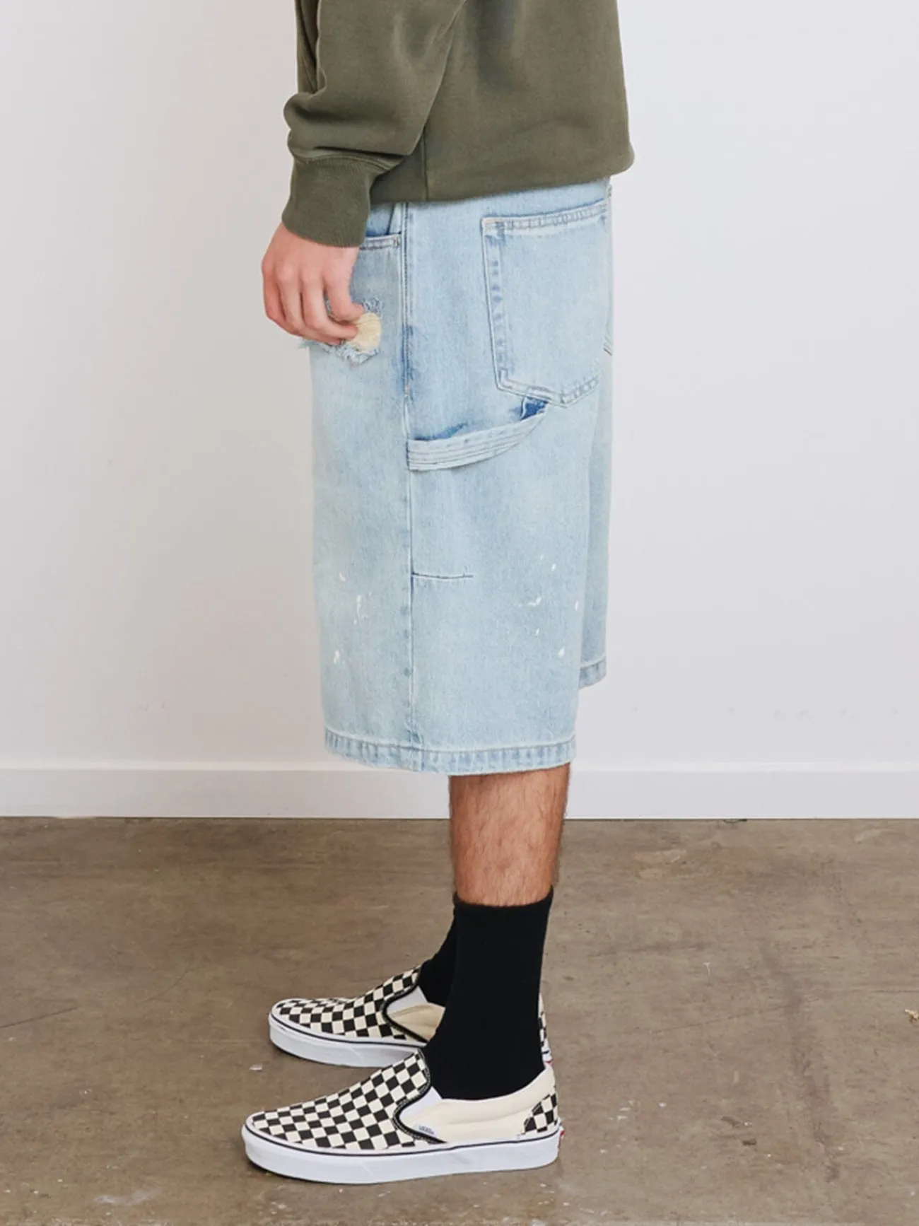 Best Thrills Big Slacker Denim Short - Dirty Ash Blue DirtyAshBlue