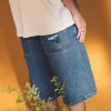 New Thrills Big Slacker Lifted Embro Denim Short - Rinsed Blues RinsedBlues