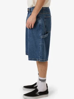 New Thrills Big Slacker Lifted Embro Denim Short - Rinsed Blues RinsedBlues