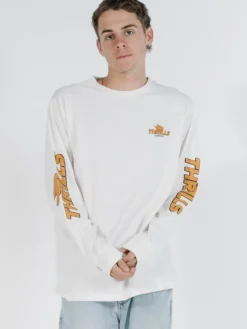 Best Thrills Burner Merch Fit Long Sleeve Tee - Dirty White DirtyWhite
