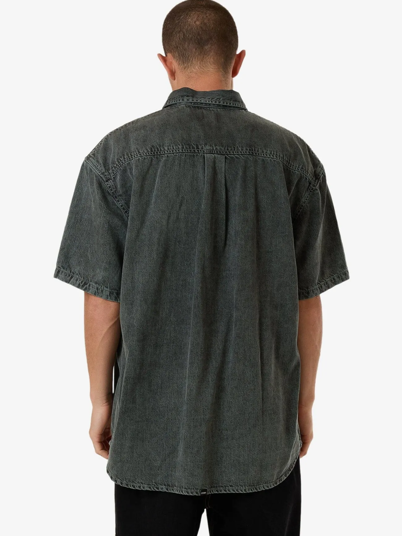 Sale Thrills Canyon Oversize Short Sleeve Denim Shirt - Dark Forest DarkForest