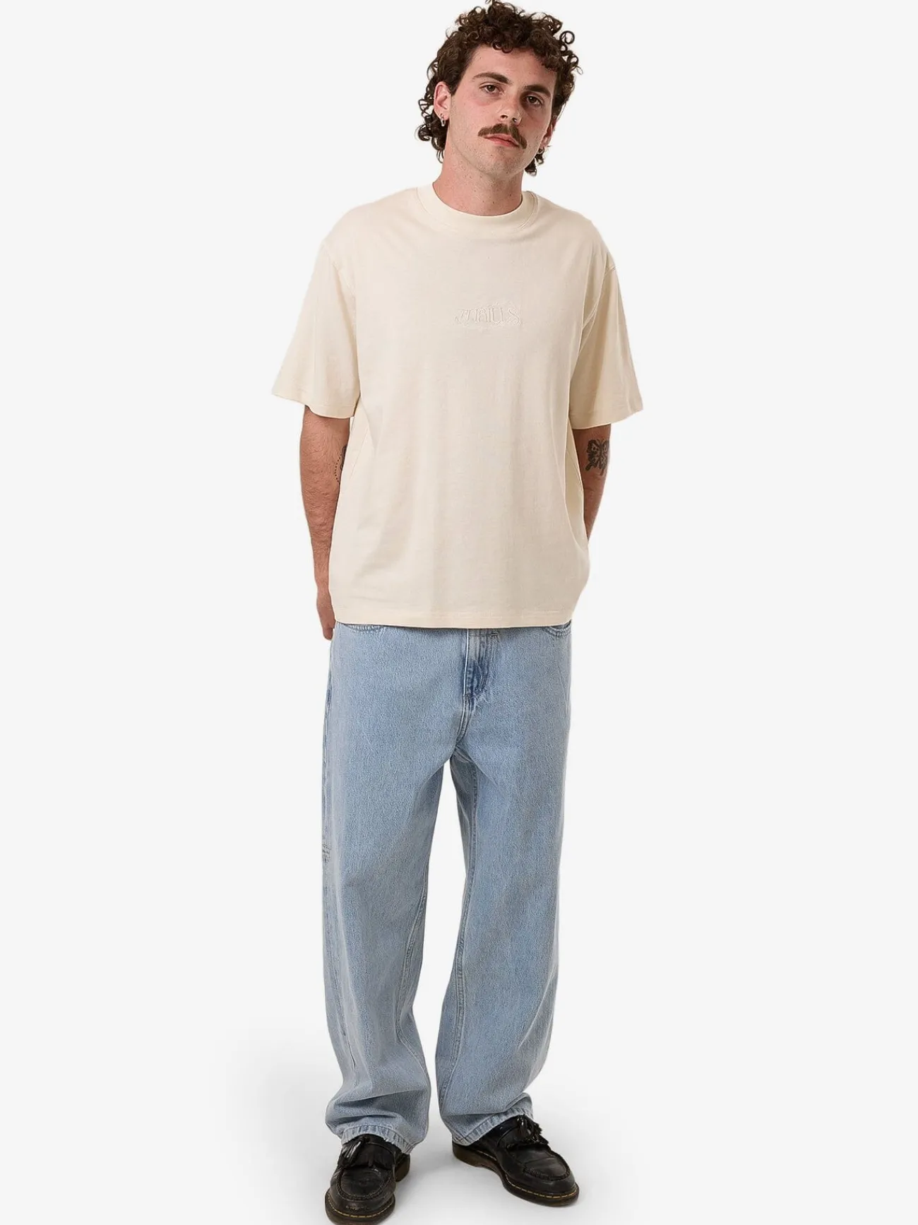 Best Thrills Chain Of Formation Embro Box Fit Oversize Short Tee - Unbleached