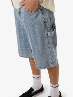 Fashion Thrills Chain Reaction Big Slacker Denim Short - Faded Rinse Indigo FadedRinseIndigo