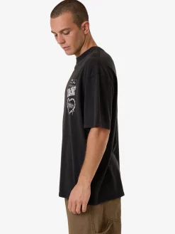 Fashion Thrills Chain Reaction Box Fit Oversize Tee - Faded Black FadedBlack