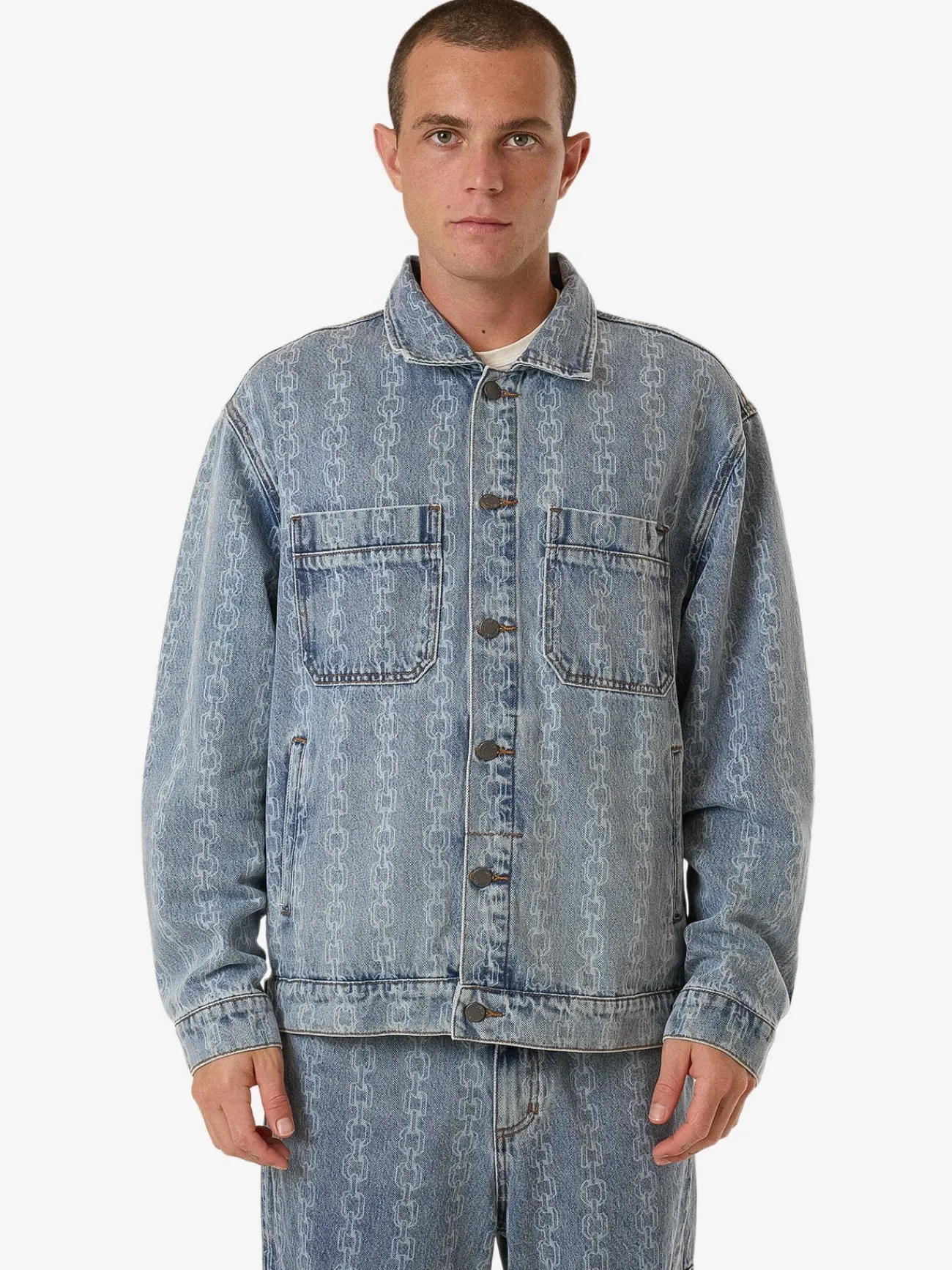 Outlet Thrills Chain Reaction Canyon Oversized Denim Jacket - Faded Rinse Indigo FadedRinseIndigo
