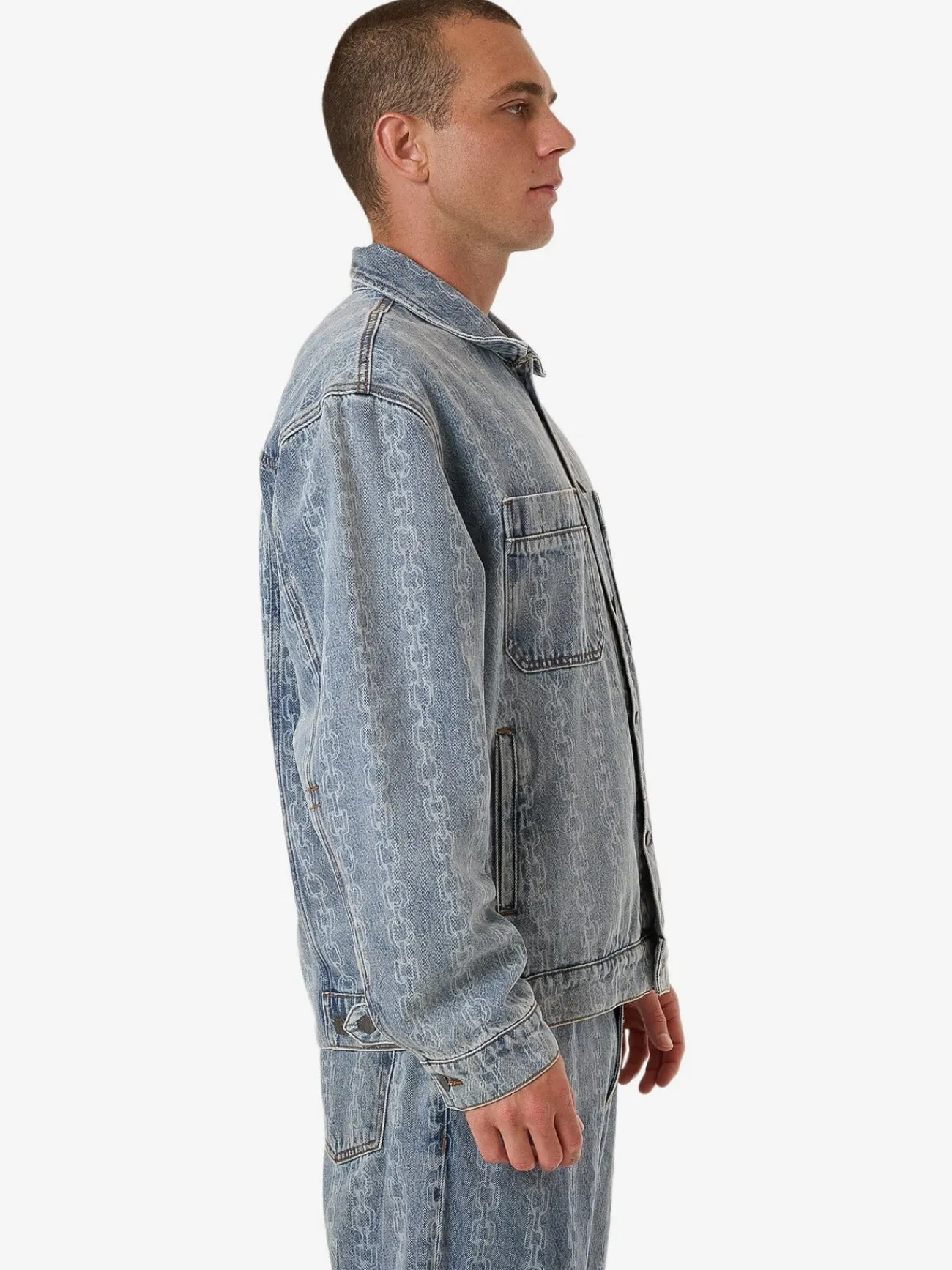 Outlet Thrills Chain Reaction Canyon Oversized Denim Jacket - Faded Rinse Indigo FadedRinseIndigo