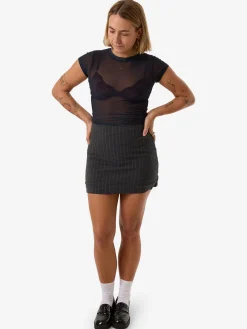 Discount Thrills Colby Skirt - Charcoal Pinstripe CharcoalPinstripe