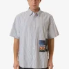 Fashion Thrills Come & Believe Short Sleeve Shirt - Jasper Green Stripe JasperGreenStripe