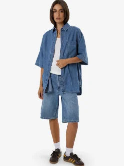 Online Thrills Darian Denim Shirt - Dark Dust Blue DarkDustBlue