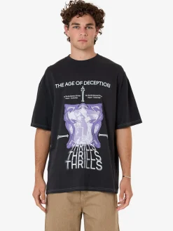 Sale Thrills Deception Box Fit Oversize Tee - Washed Black WashedBlack