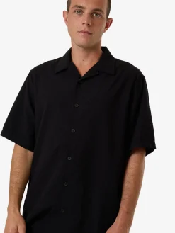 New Thrills Distortion Bowling Shirt - Black