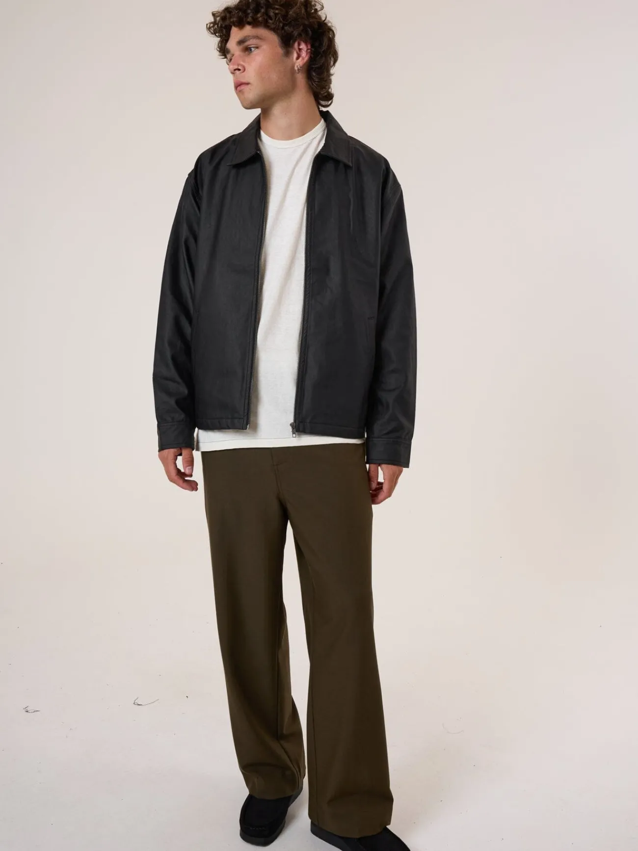 Sale Thrills Don't Bother Me Leather Work Jacket - Black