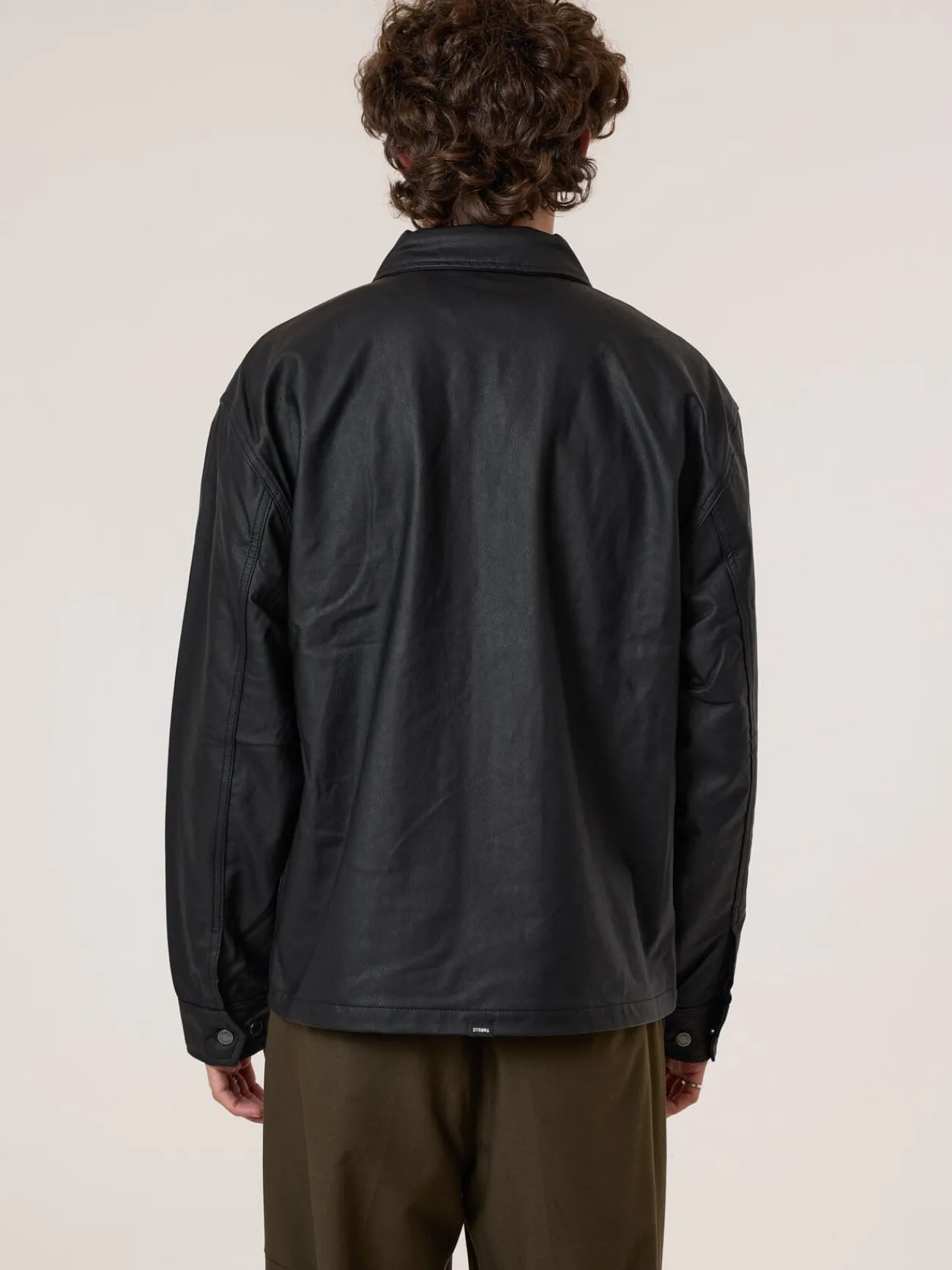 Sale Thrills Don't Bother Me Leather Work Jacket - Black